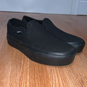 New Black Platform Vans Slip-ons